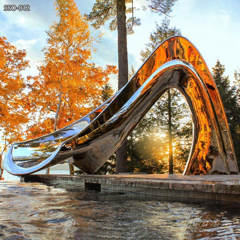 Mirror Polished Stainless Steel Water Slide Sculpture Supplier