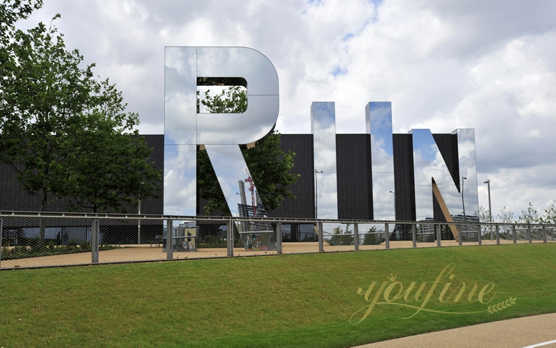 Illuminated Large Stainless Steel 3D Letter RUN Sculpture