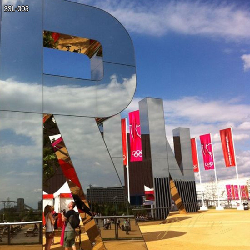 Illuminated Large Stainless Steel 3D Letter RUN Sculpture