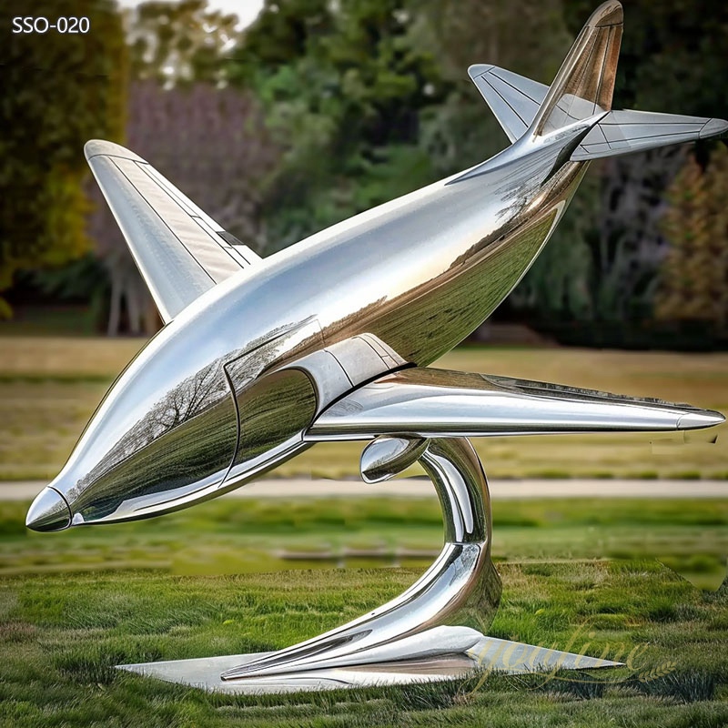 Modern Polished Stainless Steel Airplane Sculpture Custom Factory 