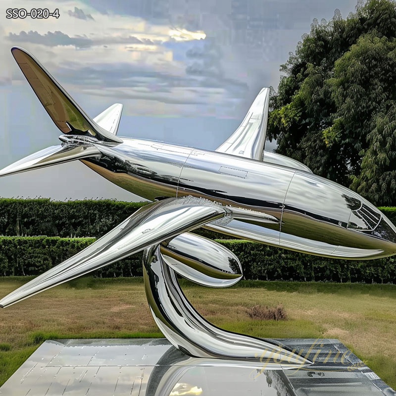 Modern Polished Stainless Steel Airplane Sculpture Custom Factory 