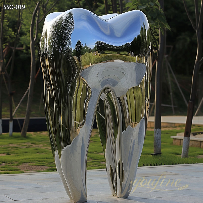 Modern Polished Stainless Steel Teeth Sculptures for Sale