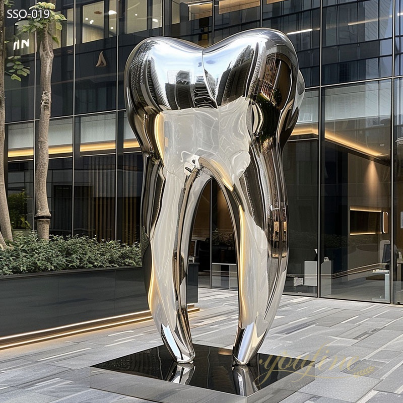 Modern Polished Stainless Steel Teeth Sculptures for Sale