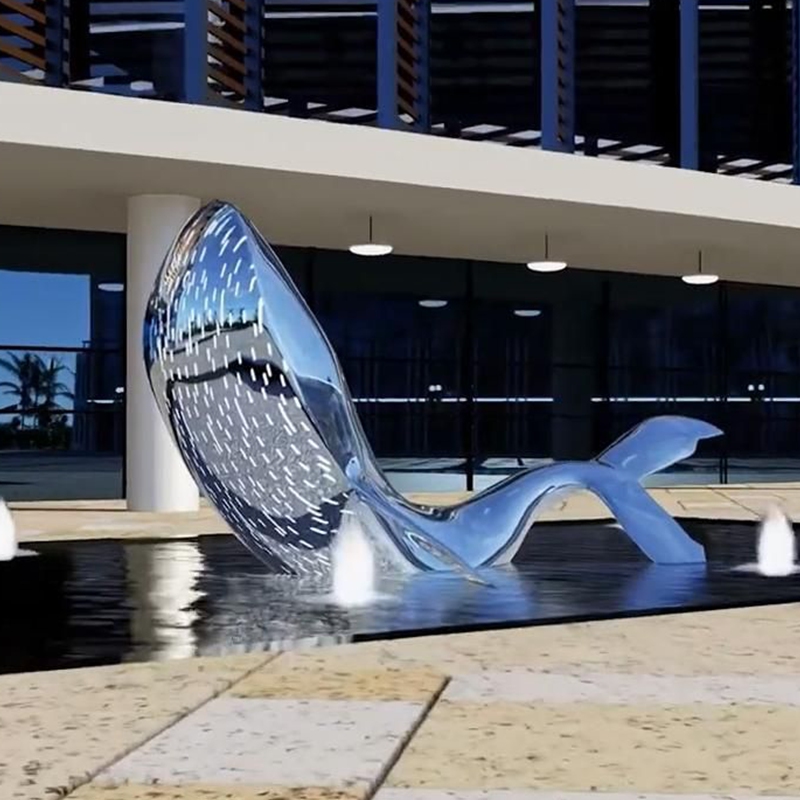 stainless steel sculpture whale design