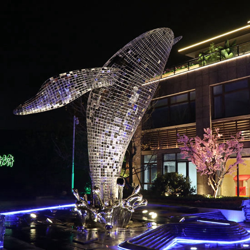 stainless steel sculpture whale design