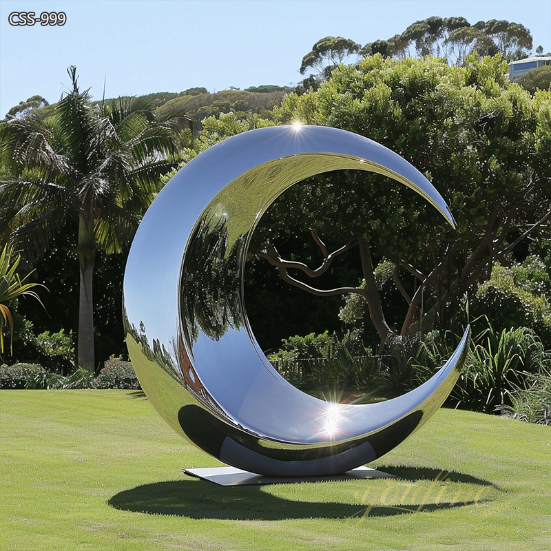 Large Abstract Crescent Moon Sculpture for Outdoor 