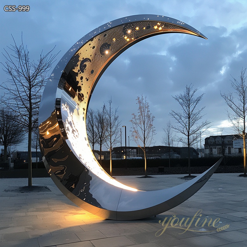 Large Abstract Crescent Moon Sculpture for Outdoor 