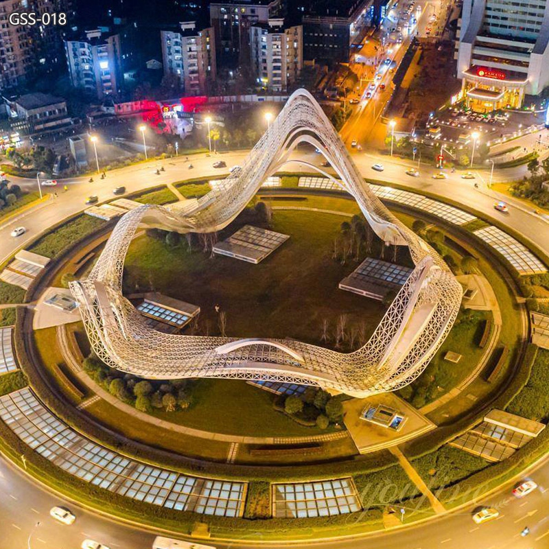 Large Abstract Ribbon Modern Public Art Installation for Roundabout