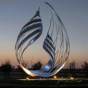 Large Stainless Steel Flame Sculpture for Roundabout