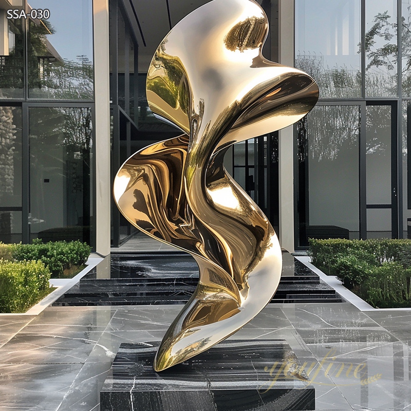 Modern Stainless Steel Luxury Sculpture for Real Estate 