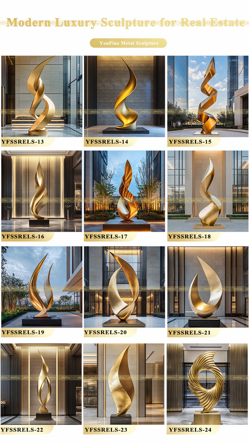 Modern Stainless Steel Luxury Sculpture for Real Estate