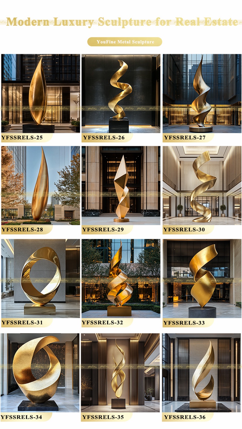 Modern Stainless Steel Luxury Sculpture for Real Estate 