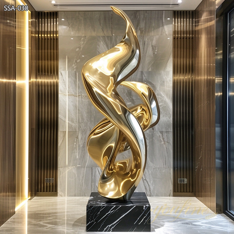 Modern Stainless Steel Luxury Sculpture for Real Estate