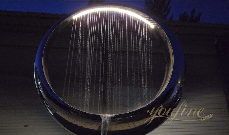 Modern Stainless Steel Ring Sculpture Swimming Pool