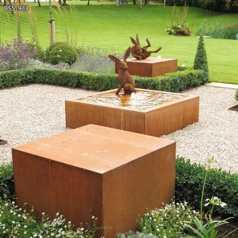 Corten Steel Cube Fountain for Sale