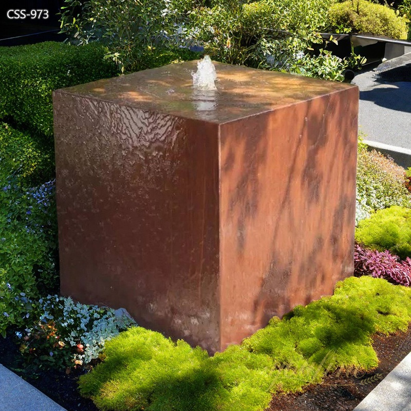 Corten Steel Cube Fountain for Sale