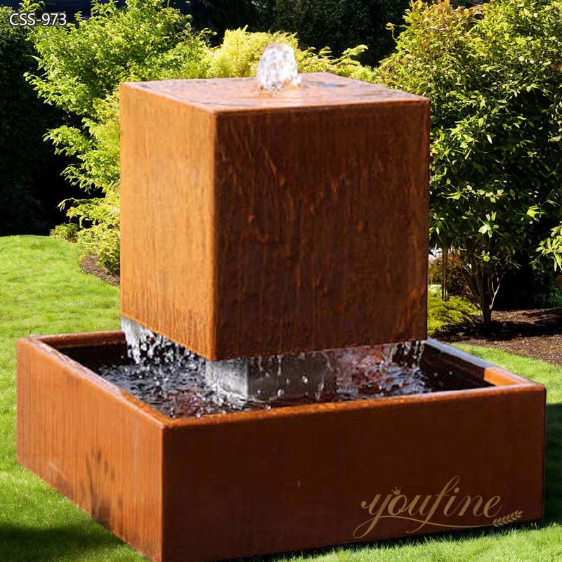 Corten Steel Cube Fountain for Sale