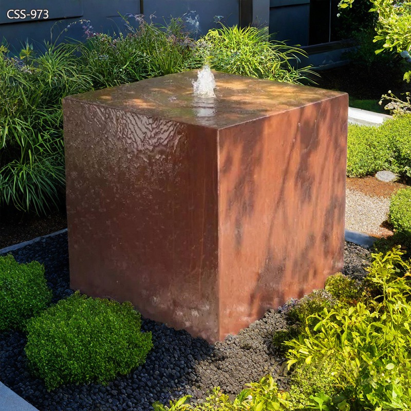 Corten Steel Cube Fountain for Sale