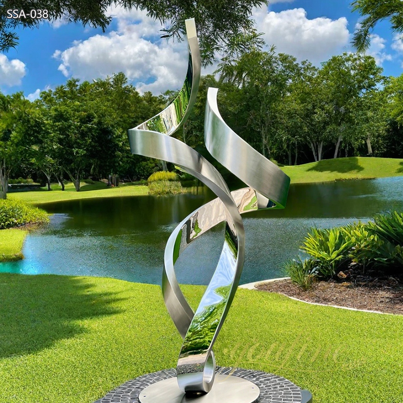 Modern Outdoor Metal Ribbon Sculpture