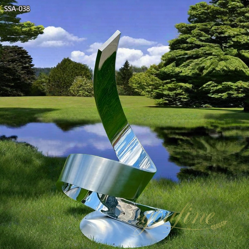 Modern Outdoor Metal Ribbon Sculpture