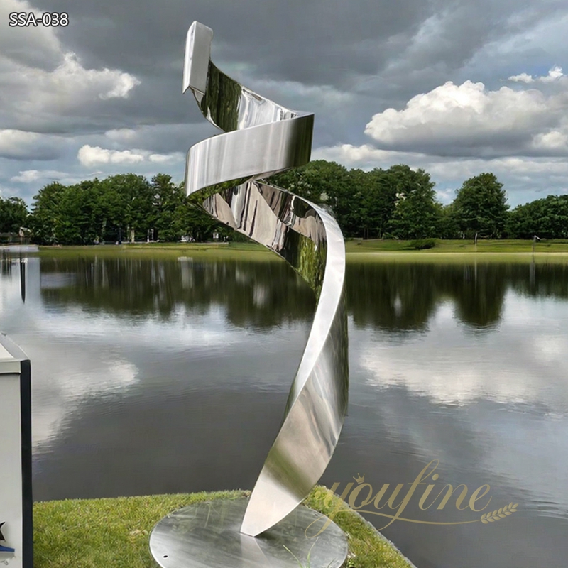 Modern Outdoor Metal Ribbon Sculpture