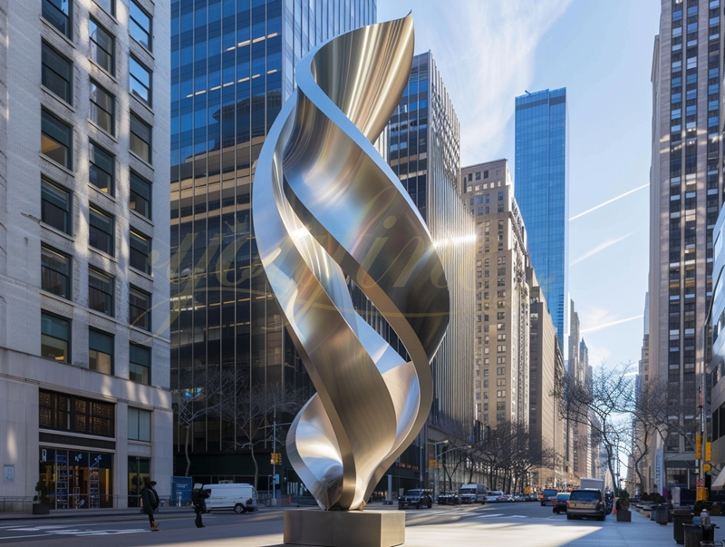 abstract stainless steel sculpture for urban city street