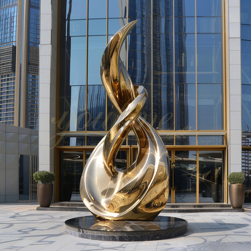 golden color stainless steel sculpture for city park