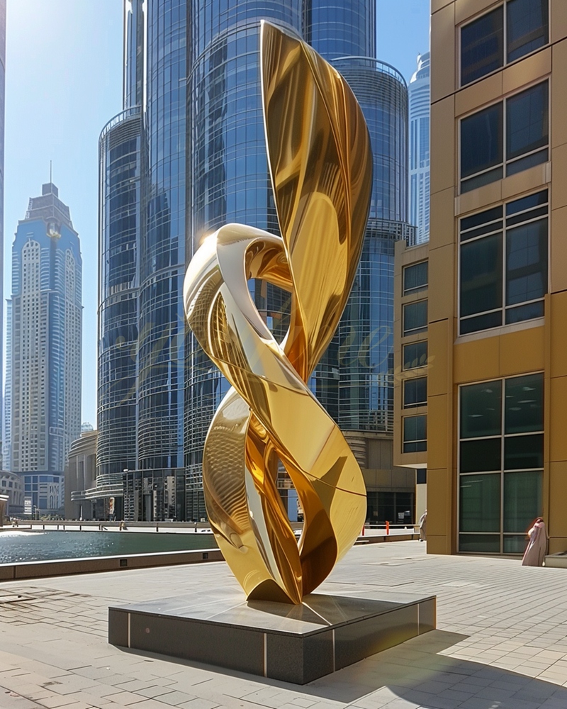 golden color stainless steel sculpture for city park