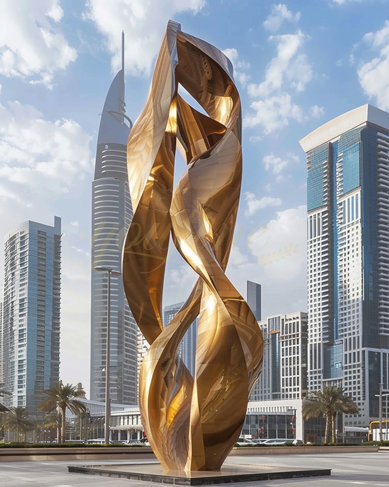 golden color stainless steel sculpture for city park