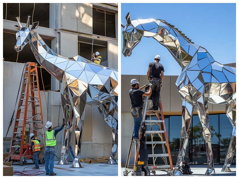 giraffe sculpture installation