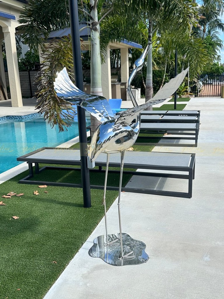 heron stainless steel sculpture for swimming pool feedback