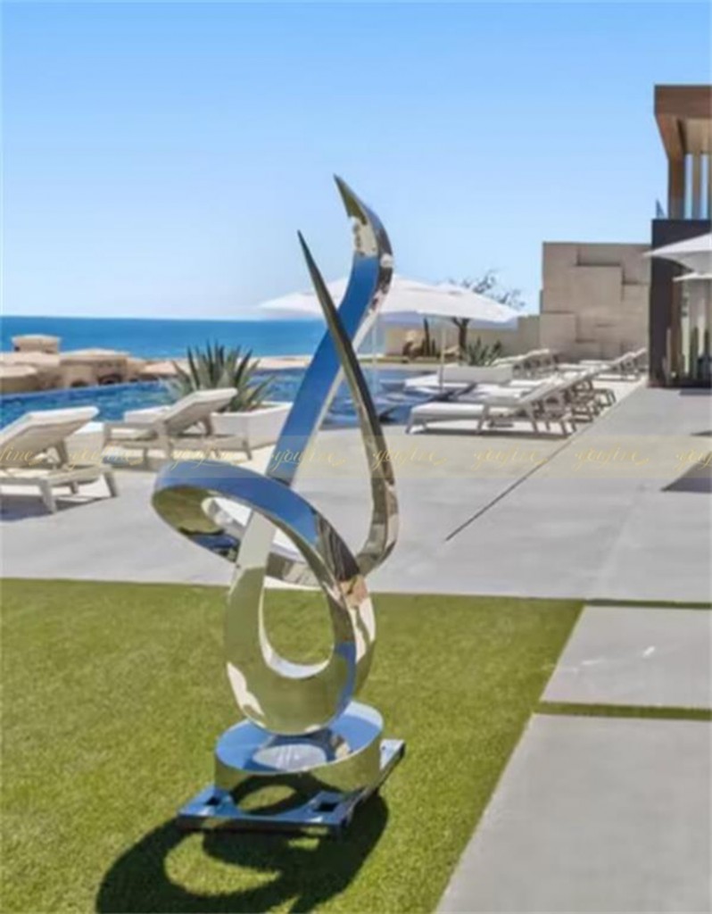 modern abstract stainless steel sculpture for swimming pool feedback