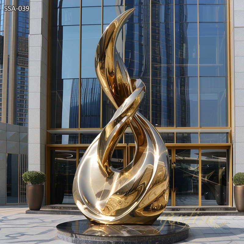 Golden Metal Art Abstract Flame Sculpture