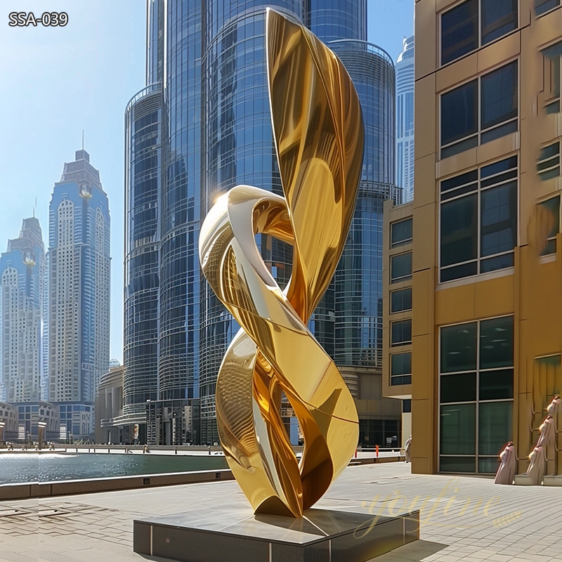 Golden Metal Art Abstract Flame Sculpture