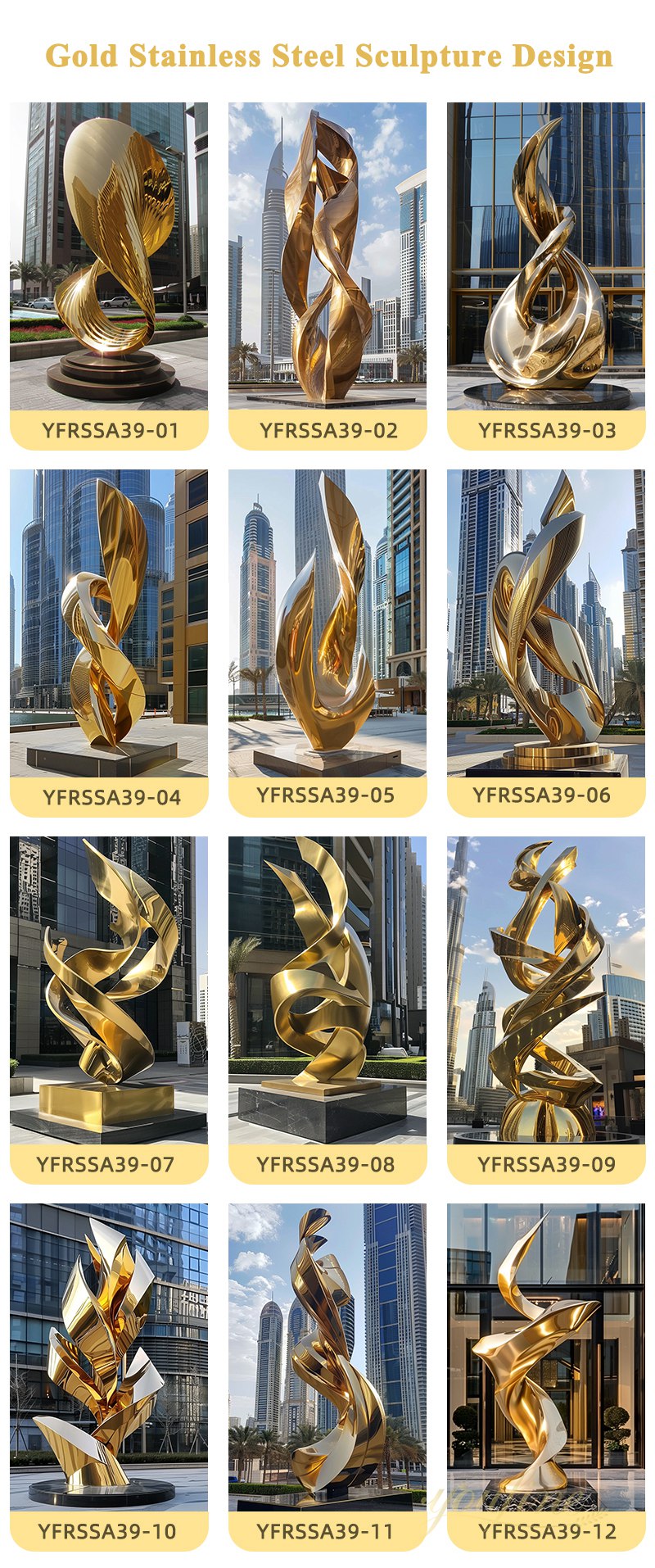 Golden Metal Art Abstract Flame Sculpture