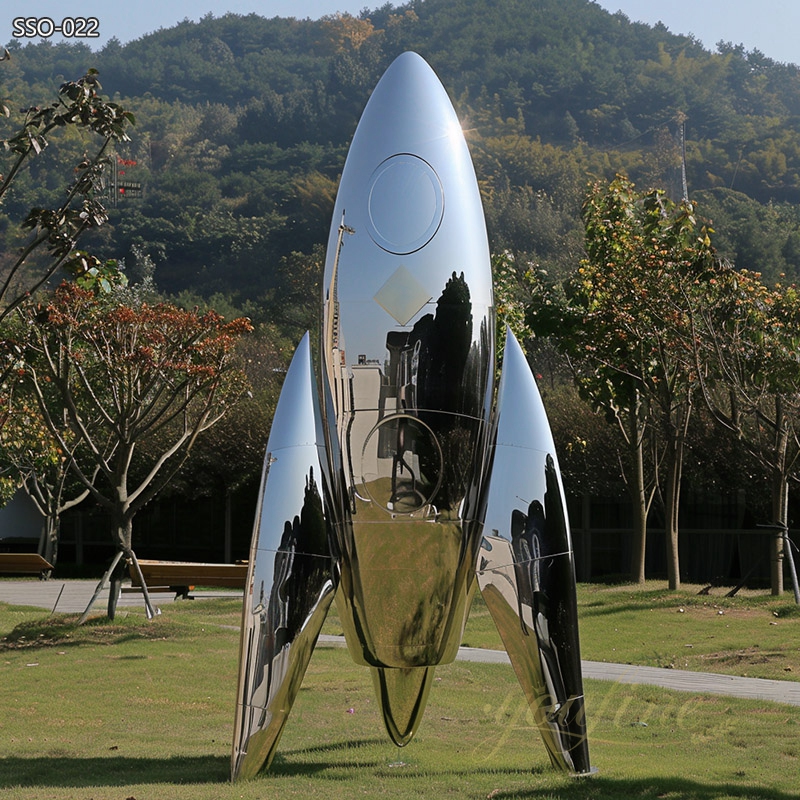 Mirror Polished Stainless Steel Rocket Sculpture