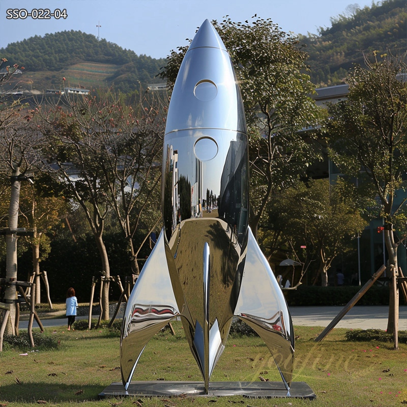 Mirror Polished Stainless Steel Rocket Sculpture