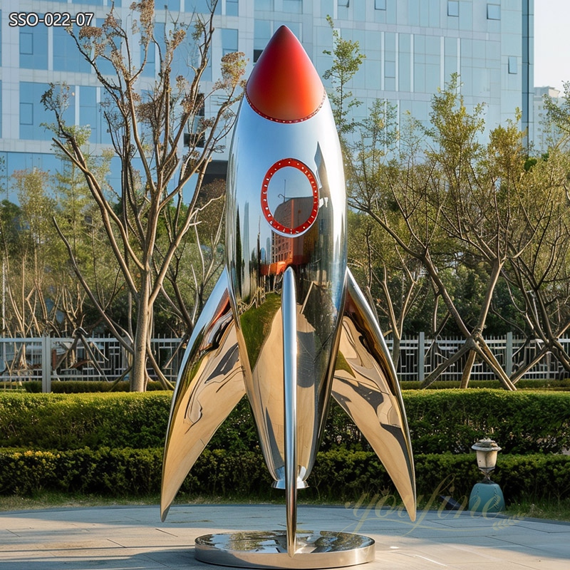 Mirror Polished Stainless Steel Rocket Sculpture