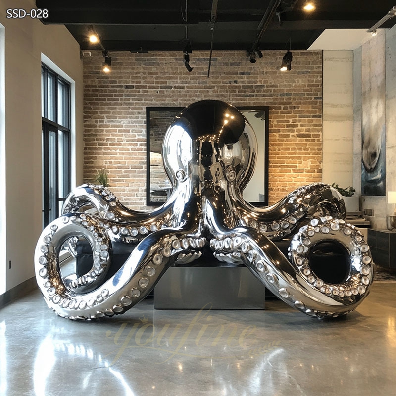 Modern Stainless Steel Octopus Sculpture