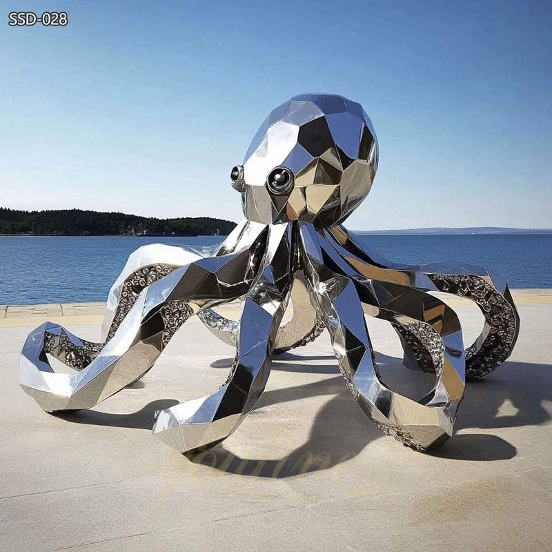 Modern Stainless Steel Octopus Sculpture