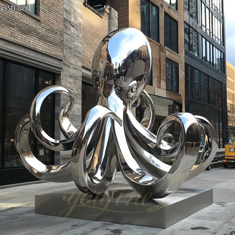 Modern Stainless Steel Octopus Sculpture