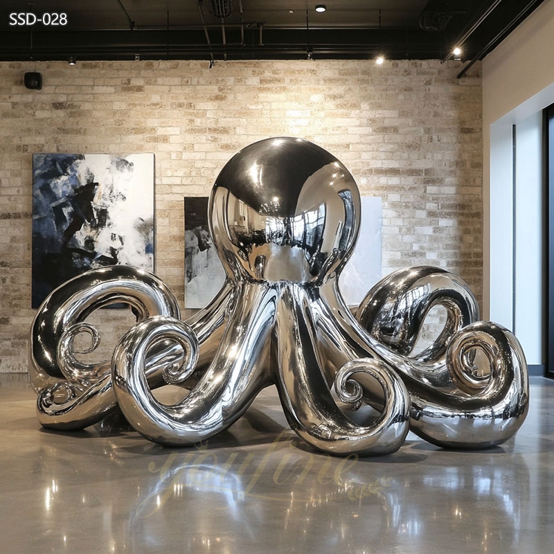 Modern Stainless Steel Octopus Sculpture