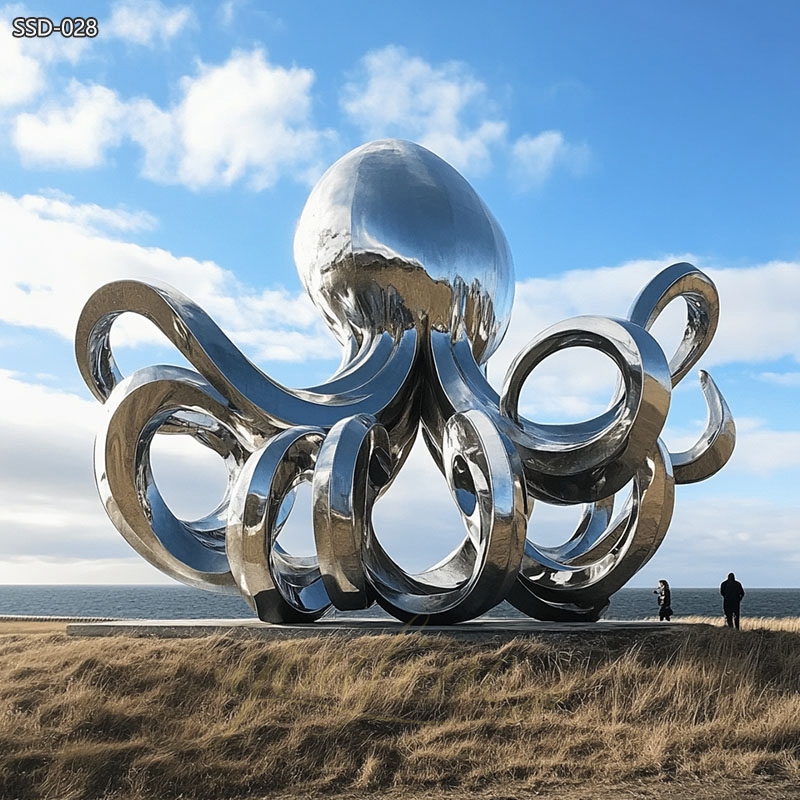 Modern Stainless Steel Octopus Sculpture