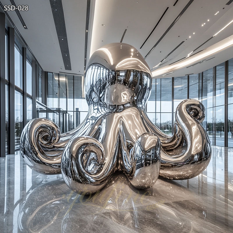 Modern Stainless Steel Octopus Sculpture