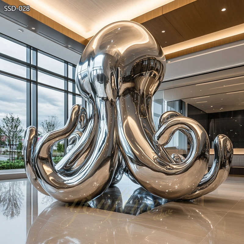 Modern Stainless Steel Octopus Sculpture