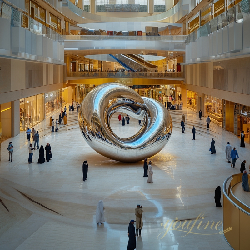 stainless steel hotel lobby sculpture