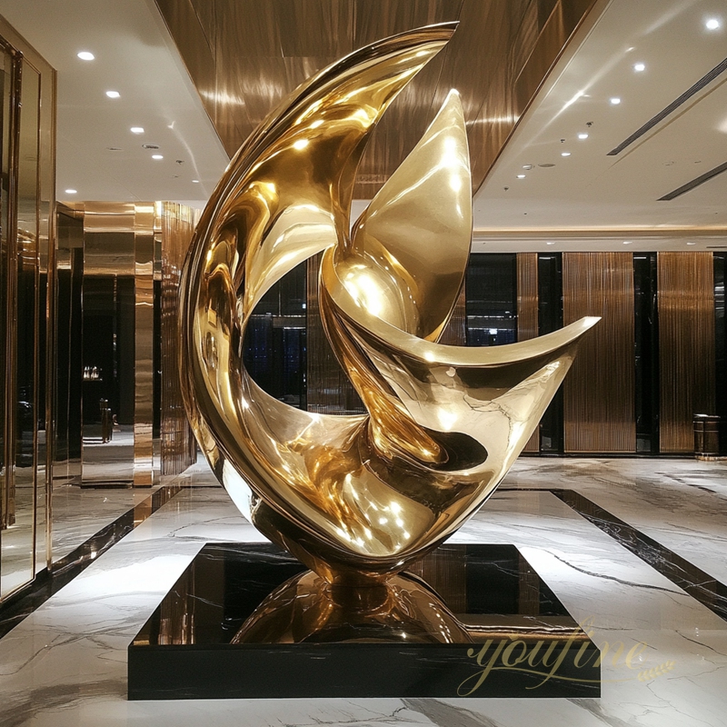 stainless steel hotel lobby sculpture