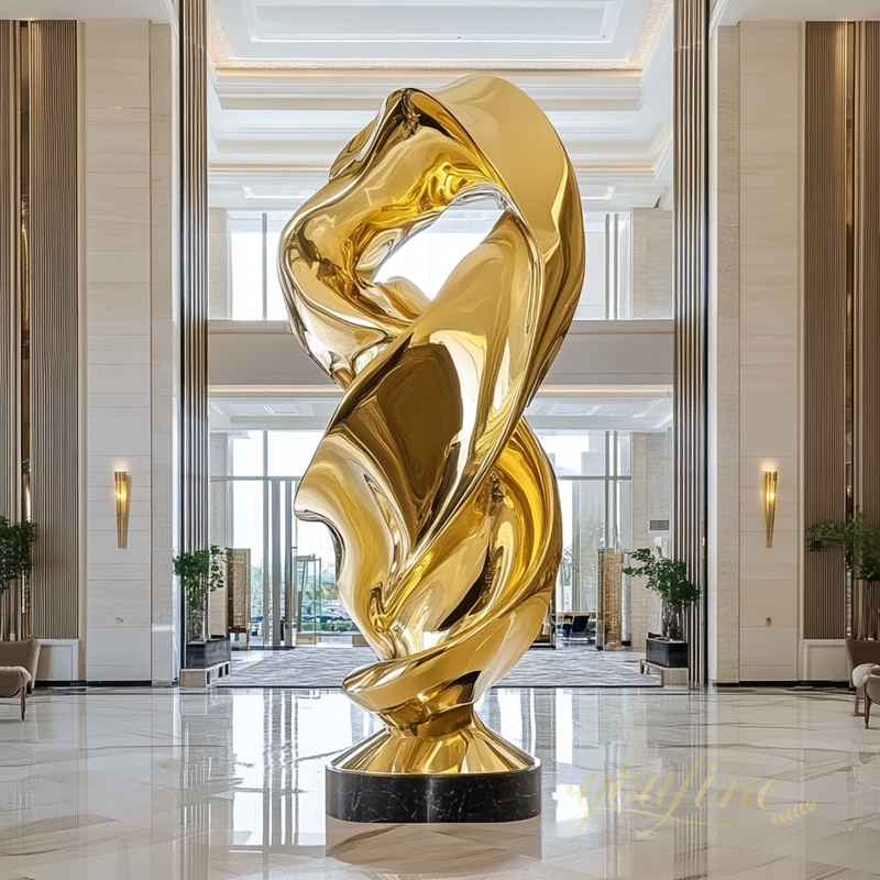 stainless steel hotel lobby sculpture