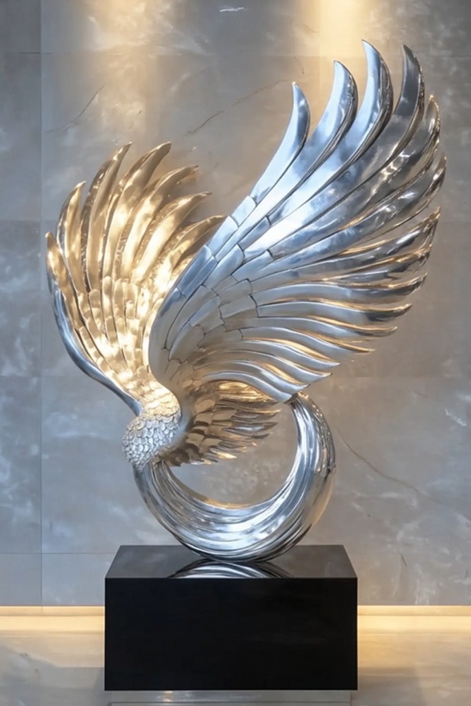 Latest Design stainless steel wing sculpture