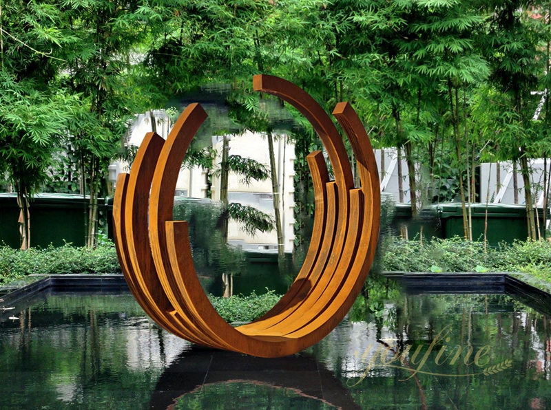 Corten Steel Abstract Half Circular Sculpture for Garden